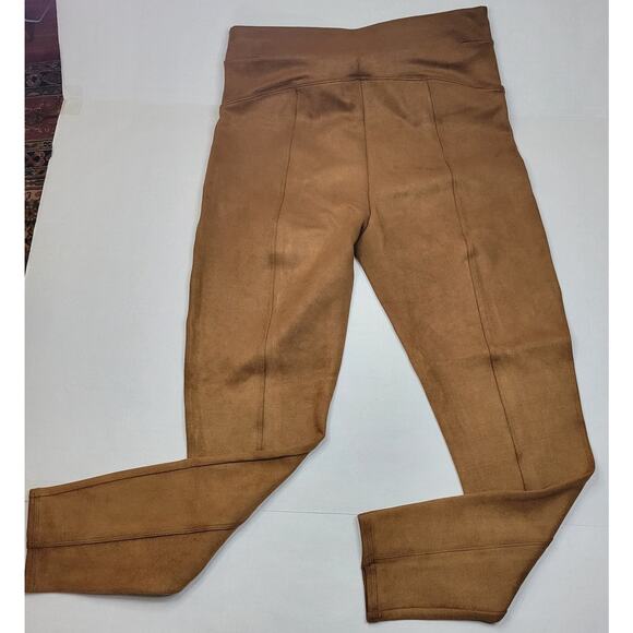 Spanx Faux Suede Leggings Caramel Tan Slimming Control HIgh Waisted Size Large - Picture 3 of 6
